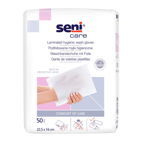 Seni Care Waschhandschuhe foliert 16,5 x 23,5 cm