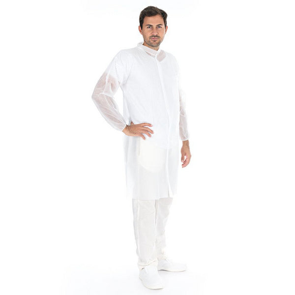 Besucherkittel XL PP-Vlies Klettversch weiss, 50g/m2 110 cm Länge