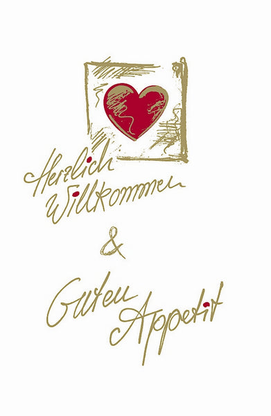 Servietten Airlaid HERZLICH WILLKOMMEN 55g/m2, weiss, 40x24cm, 1/