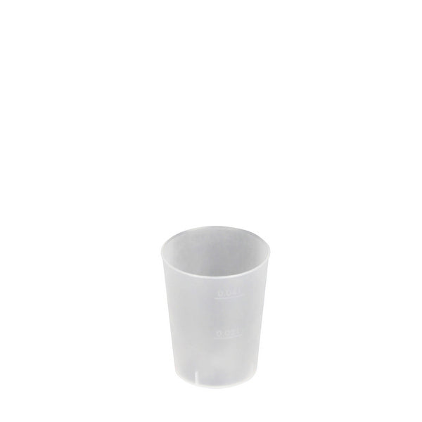 Becher "frosted" 2cl/4cl, PP, weich, unzerbr., geeicht, transp.,