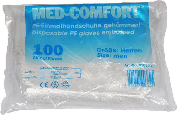 Handschuhe Med Comfort PE gehämmert transparent Herren Länge: >=3