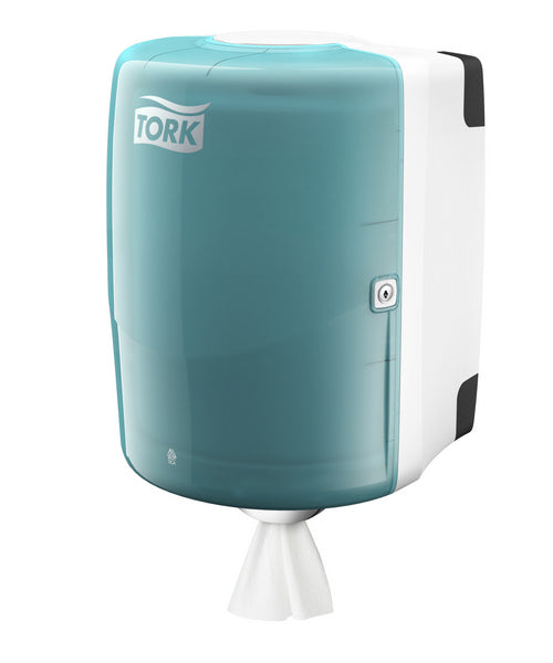 Spender Tork Putztuchrollen M2 weiss/türkis 36x25x23cm