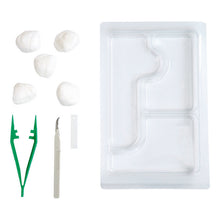 Steriles Set Fadenziehset 3 Kammern, 5 Tupfer, anatom. Pinzette,