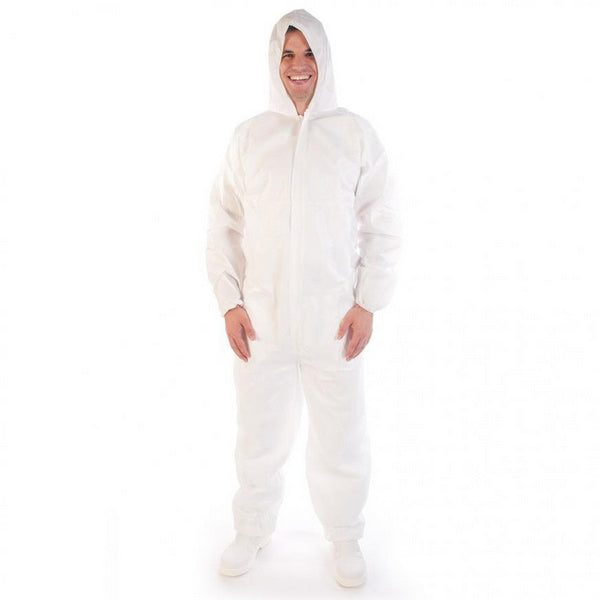 Overall mit Kapuze Microporous, Kat.III Typ 5+6, weiss Grösse XL