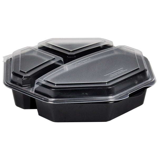 Octaviewbox 3-teilig mit Deckel aus PS schw./tran 230x230x60mm