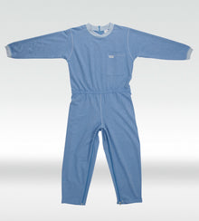 Pflegeoverall lang Grösse L unisex, kornblume Baumwolle/Polyester
