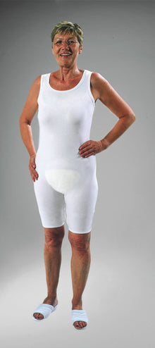 Pflegebody ohne Arm Baumwolle/Lycra weiss, unisex Grösse XL