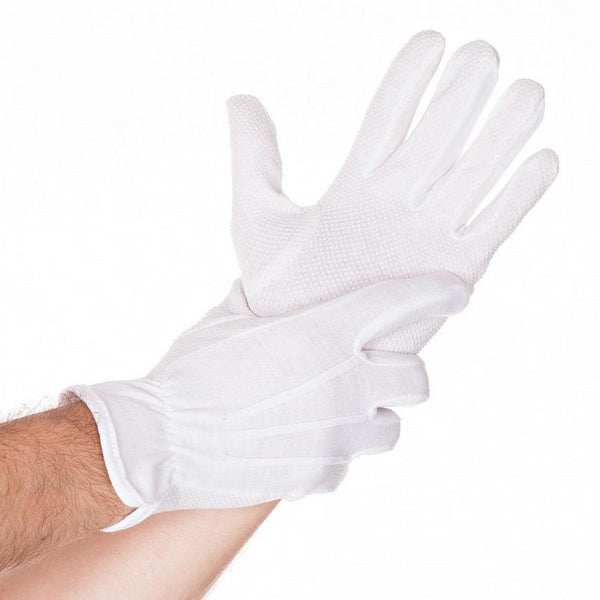 Baumwollhandschuh mit PVC-Noppen weiss Grösse M