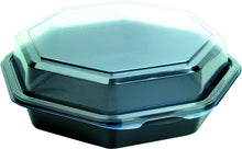 Schale m. Scharnier- deckel 640ml PS, transp./schwarz, 190x190x60