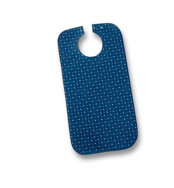 Ess-Schürze Polyester blau gemustert mit Druckknöpfen