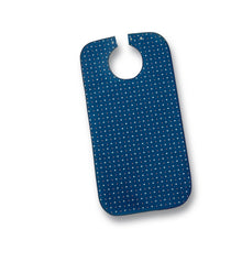 Ess-Schürze Polyester blau gemustert mit Druckknöpfen