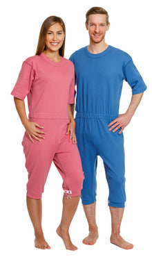 Pflegeoverall kurz Baumwolle/Polyester unisex, kornblume Grösse X