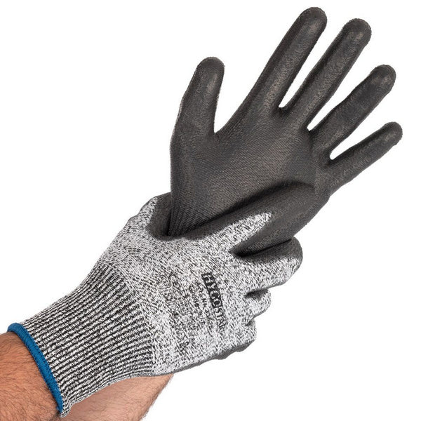 Handschuh CUT SAFE Schnittschutz  L grau/schwarz PU-Beschichtung,