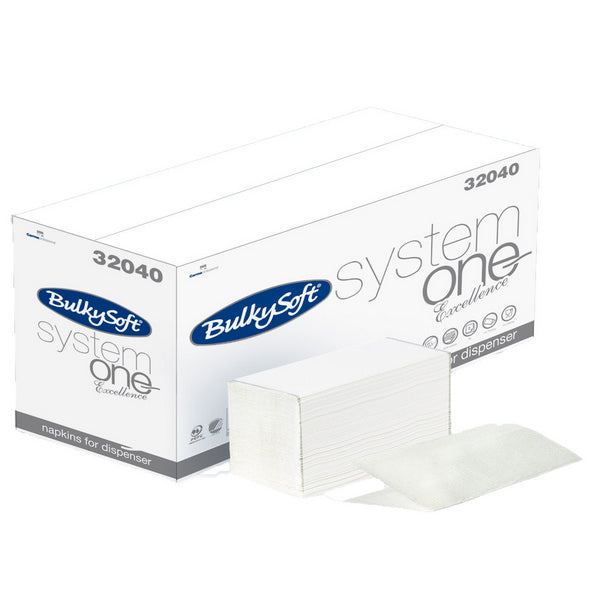 Servietten Bulkysoft System One, 2-lagig weiss 21,5x16cm