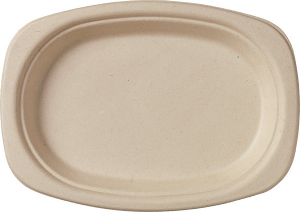 Teller aus Bagasse kompostierbar braun Ø22cm, oval