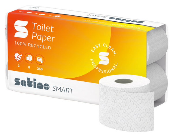 WC-Papier Smart 100% Recycling hochweiss, 3-lagig 9,5x11cm, 250cp