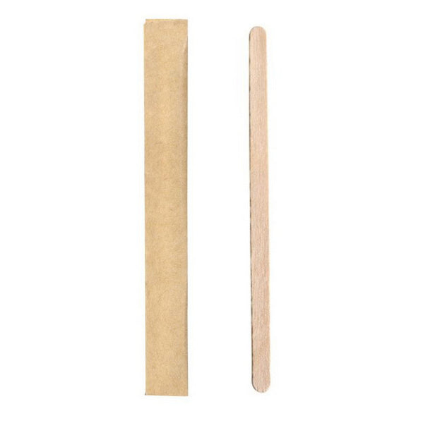 Rührstäbchen Holz einzeln verpackt Birke, braun 11cm