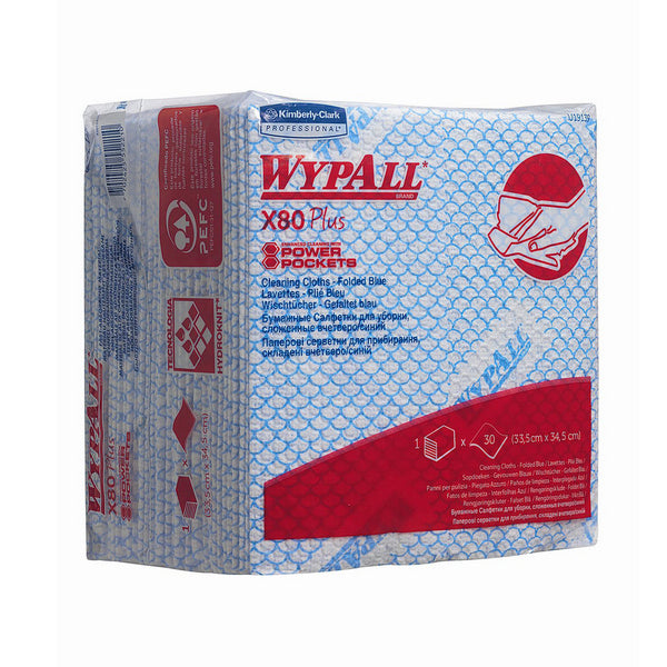 Wischtuch Wypall X80 Plus, 1/4 gefaltet, blau, 35 x 40 cm 8 x 30