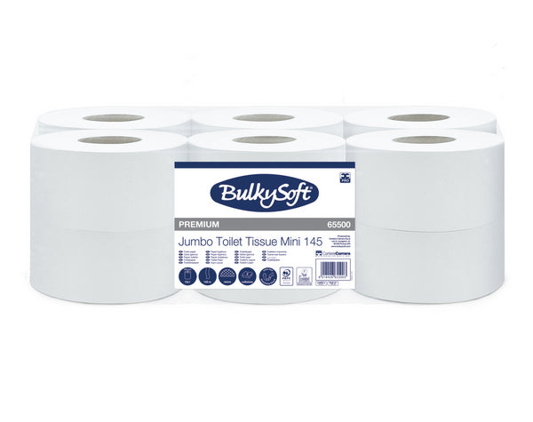 WC-Papier Minijumbo Bulkysoft, 2-lagig weiss, Microprägung 90mm x