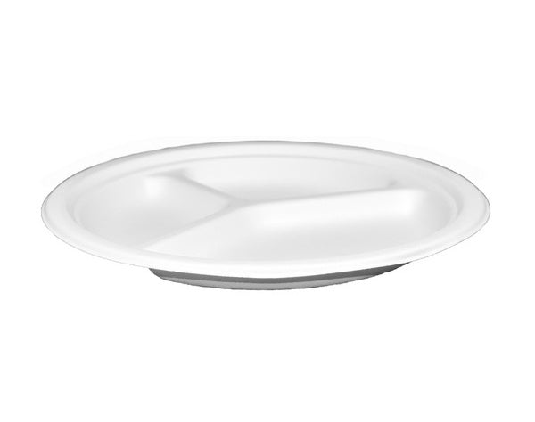 Teller aus Bagasse, 3-teilig weiss Ø263x25mm