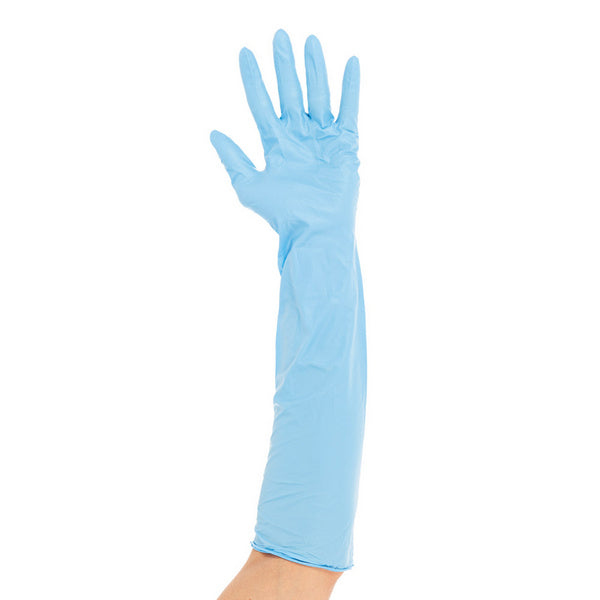 Handschuhe Nitril Extra Safe Long blau 40cm, Gr. S