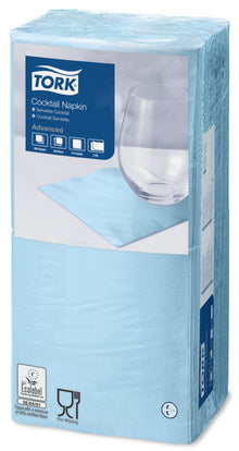 Servietten 2-lagig Tork Advanced hellblau 24x24cm, 1/4 Falz