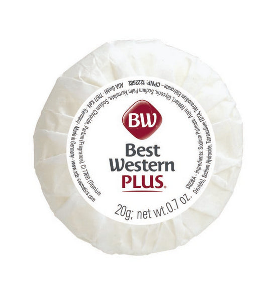 20g Crèmeseife BEST WESTERN "PLUS" weiss in Plisseepapier