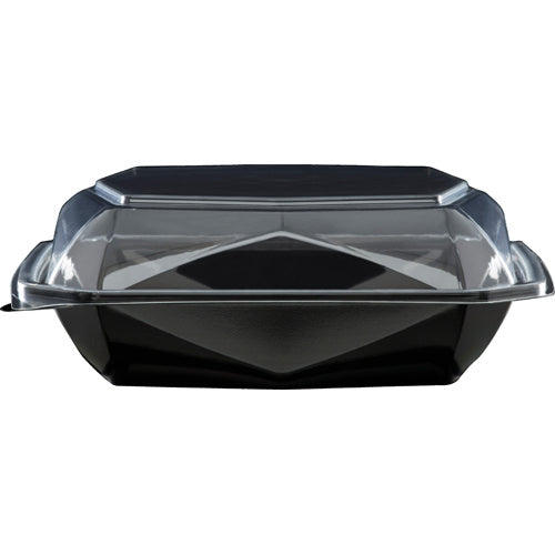 Octaviewbox 625ml mit Deckel aus APET schw./tra. 185x185x70mm