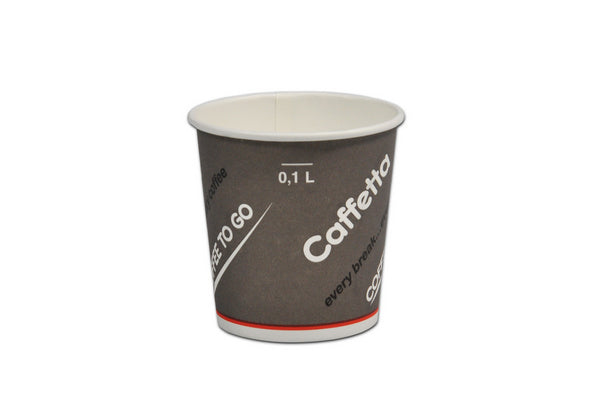 Kartonbecher "CAFFETTA" 1,2dl/4oz mit PE-Beschichtung, 1dl geeich
