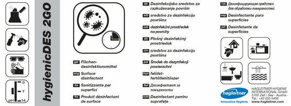 LABEL hygienicDES 2GO Klebeetiketten f 0,5l Systemflaschen 4 Stüc