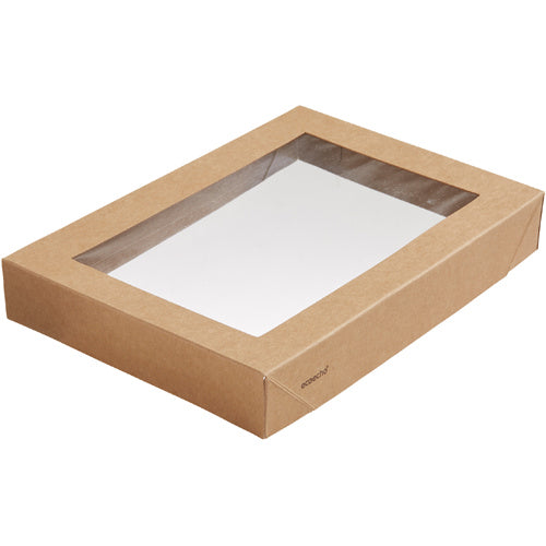 Deckel aus Karton mit Fenster "Viking" braun, 200x140x30mm,