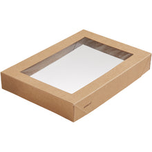 Deckel aus Karton mit Fenster "Viking" braun, 200x140x30mm,