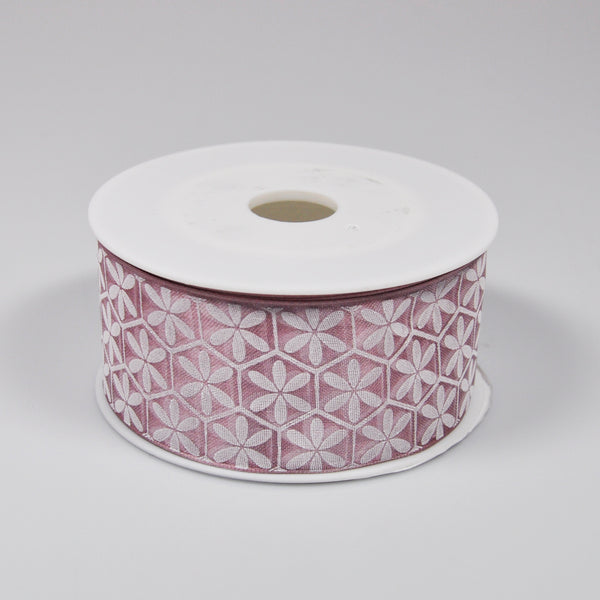 Dekorband Vera mit Draht rosa-weiss (024) 40 mm x 20 m