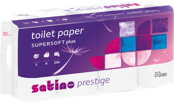 WC-Papier 3-lagig Satino Prestige hochweiss 9,4x13,8cm, 200cps