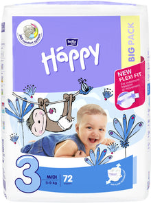 Happy Midi 5 - 9 Kg   No. 3 72 Stk. x 4 Pack
