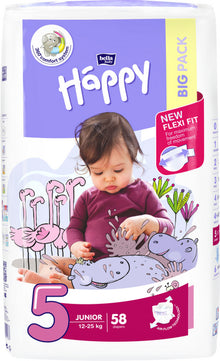 Happy Junior 12 - 25 Kg   No. 5 58 Stk.x 4 Pack