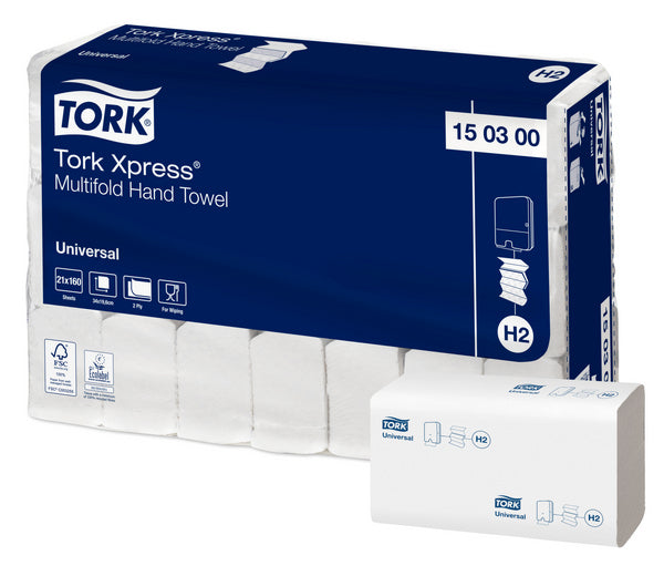 Handtuch Interfold Tork Universal weiss, H2-System 19,6x34cm, 2-l