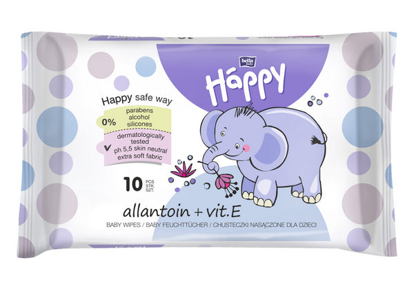 Feuchtpflegetücher Happy mit Allantoin& Vitamin E 40 x 10 Stk.