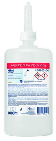 Händedesinfektiongel Tork Premium 1lt farblos, S1-System Norm EN1