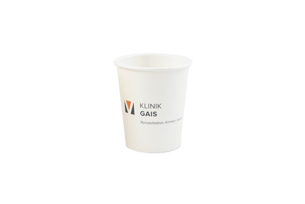 Kartonbecher "Klinik Gais" 2,3 dl/8 oz, mit PE-Beschichtung, weis