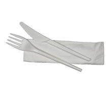 Besteckset CPLA 3-teilig, weiss Serviette (1-lagig, 33x33) Gabel,