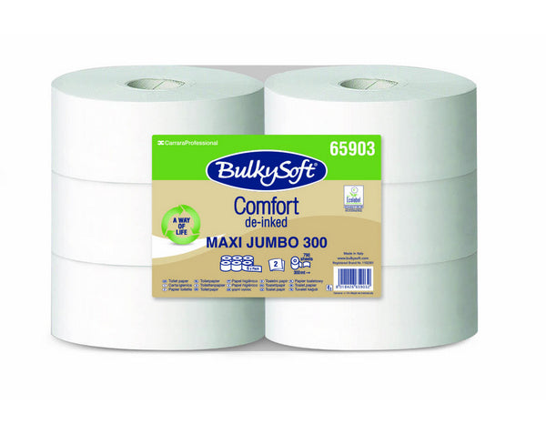 WC-Papier Maxijumbo Bulkysoft, 2-lagig weiss, Recycling, 9x38cm,