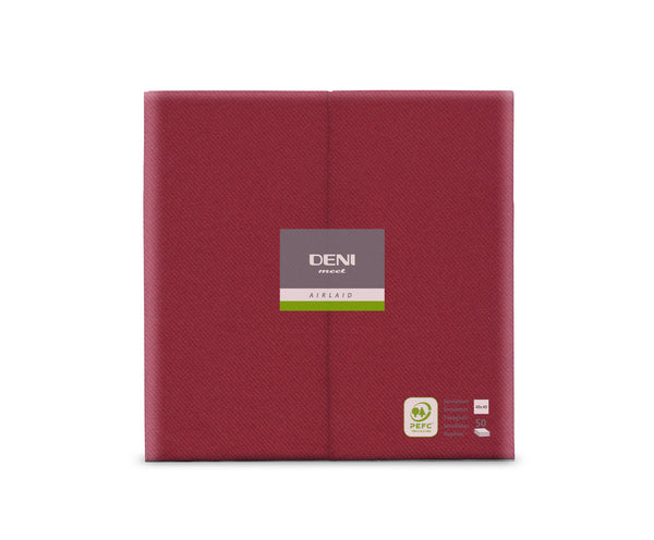 Servietten Airlaid Deni meet, bordeaux 40x40 cm, 1/8 Falz