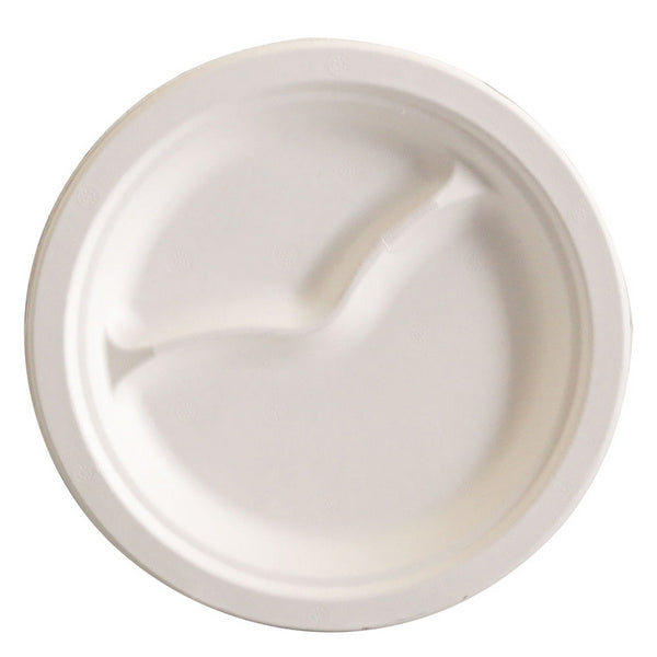 Teller aus Bagasse, rund, 2-teilig weiss Ø229x20mm