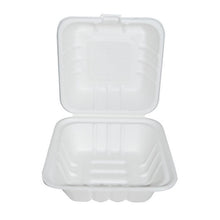 Hamburger-Box aus Bagasse weiss 150x150x80 mm