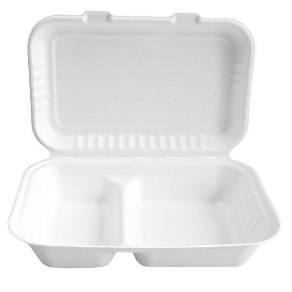 Menubox aus Bagasse, 2-teilig, weiss 245x160x6.8 mm