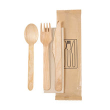 Besteckset Holz 4-teilig braun, gewachst Messer/Gabel/Löffel