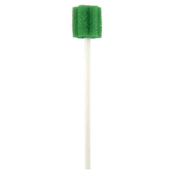 Mundpflegestäbchen neutral, Schaumstoff weiss/grün 100mm, 20x18mm