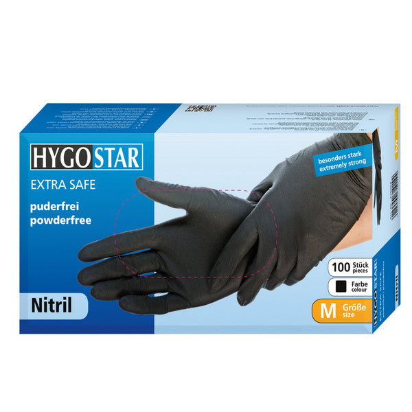 Handschuhe Nitril Extra SAFE puderfrei schwarz M