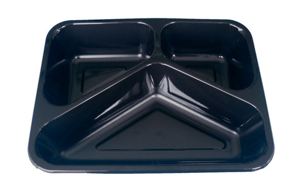 Menuschale 3-geteilt 200/285/520ml CPET, schwarz, 227x178x43mm,